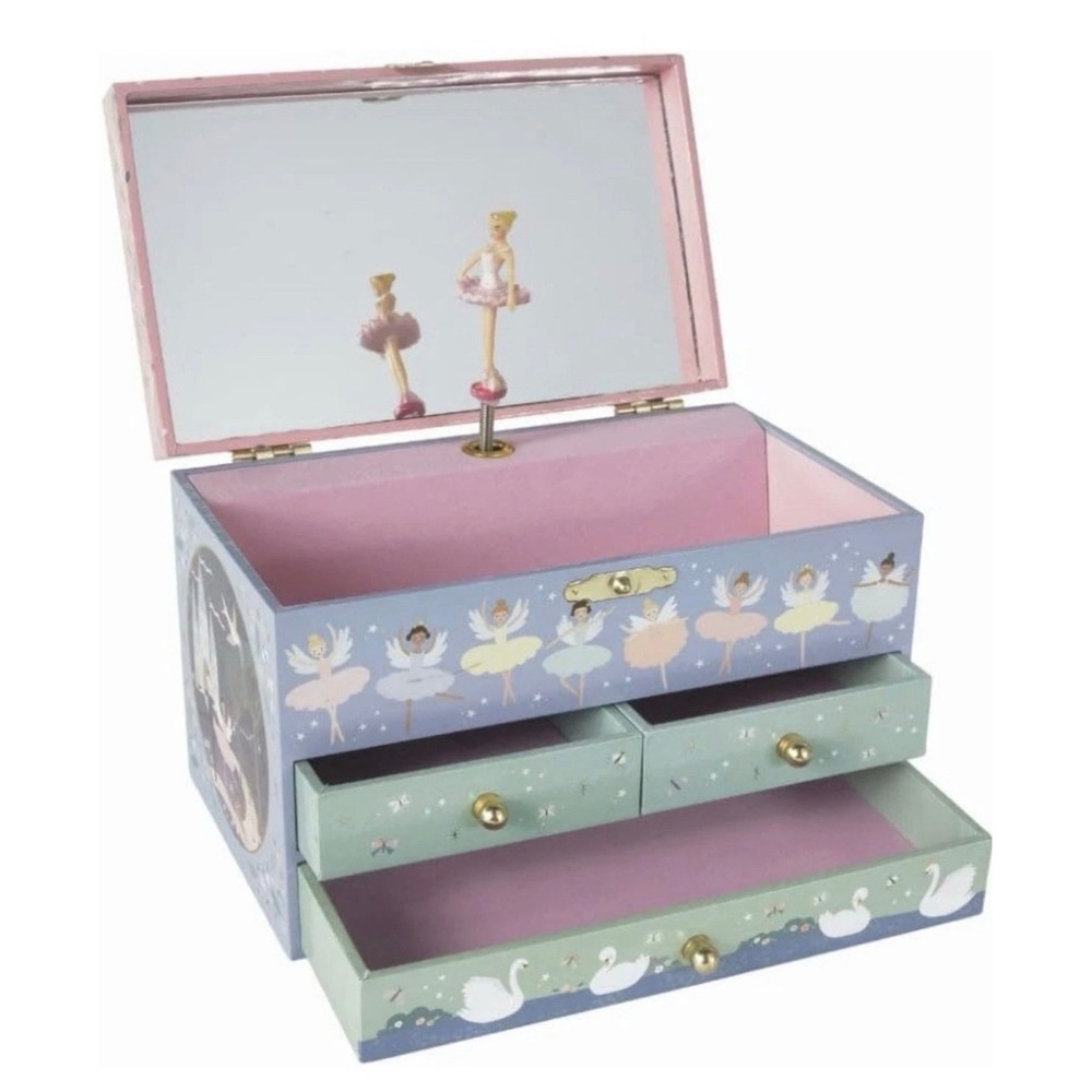 Floss & Rock Enchanted‎ Swan Lake Musical Jewelry Box with 3 Drawers New